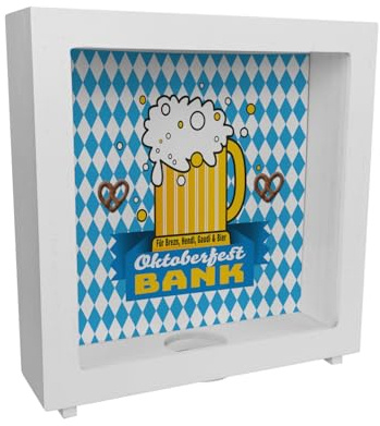 Rahmen Spardose aus Holz mit Spruch Oktoberfest Bank Brezn Hendl Bier Perfekt für München-Fans Sparspaß mit bayerischer Gaudi Brezn Hendl und Bier in Ihrer eigenen Bank sparen