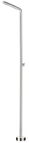 MIICE Doccia Esterno per Piscina - Giardino - SPA con Spruzzatore tubolare da 42 mm con un'altezza 220 cm in acciaio inox S316 monoblocco a 1 via acqua fredda colore acciaio spazzolato