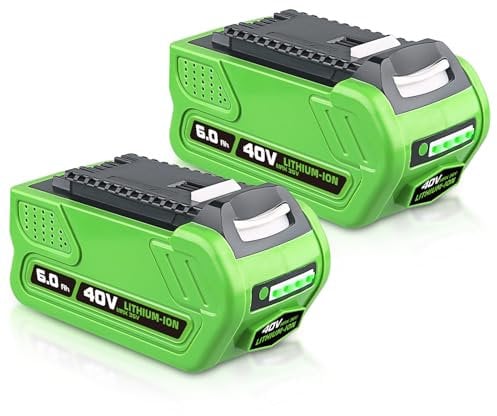 2 Pack 6.0Ah 40V Li-ion 29462 Replacement for Greenworks Battery Compatible with Greenworks 40V Battery 20302 20672 24252 20202 22262 20322 Cordless Tools