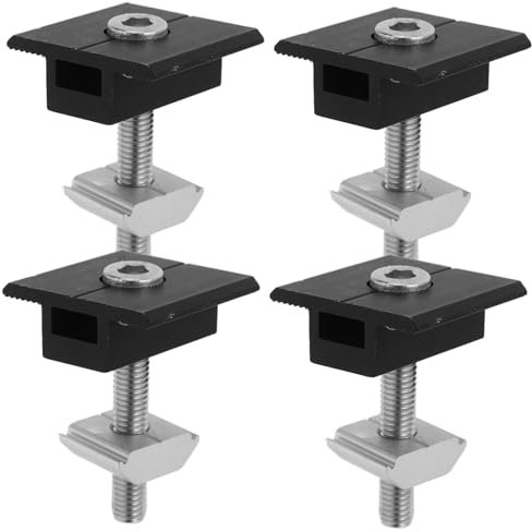 Abaodam Kit de Fixation Panneaux Solaires 4 Pièces pour Toitures Métalliques, Pinces Solaires Réglables en Alliage D'aluminium, Supports de Montage Centraux avec Brides M8, Installation