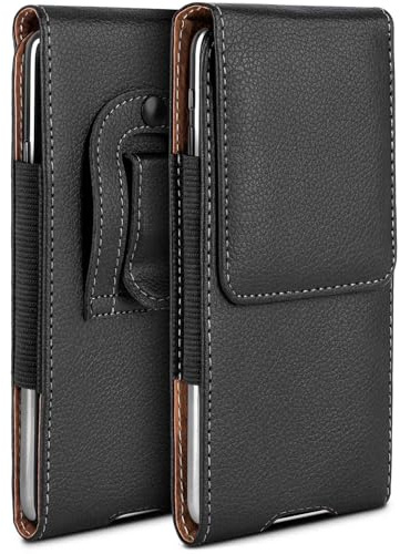 moex Plug Case für vivo V50 5G Hülle mit Gürtelclip, Handy Gürteltasche PU Leder, Handyhülle zum Einstecken, Lederhülle Gürtel Schutzhülle Einsteckhülle Etui, Schwarz