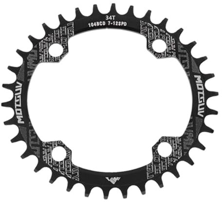 QitinDasen 104 BCD 34T Plato Ancho Estrecho, Ovalado Bicicleta Cadena Individual (Negro)