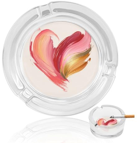 Abstrakter Pinsel-Aschenbecher in Herzform, Pastellrosa, Glasaschenbecher für Zigaretten, tragbar, dekorative Aschenbecher für Zuhause, Büro, Dekor