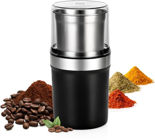 Electric Spice Grinder, 200W Coffee Grinder with Removable Stainless Steel Bowl, 100g Capacity Large Capacity, 30000rpm Powerful One-Touch Spice Grinder for Grain Nuts Seasoning Coffee Beans Spices