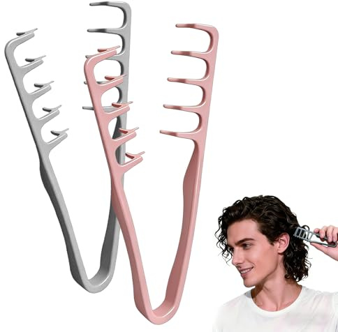 2 Stück Textur Kamm für Locken,Texture Comb | 2-in-1 Styling kamm,Texture Comb Volumen Styling Kamms,Haarzange Texturkamm,für Die Haarwurzeln mit Ponyansatz Pflegen