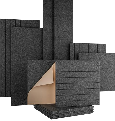 AKUSTIKO Akustikpaneele Selbstklebend 60x60cm - 8 Stück Graphit Akustik Wandpaneele Schallschutz & Raumakustik Panels Filz 9mm Hexim Decken- & Wandverkleidung Wandstruktur Filz (2.88m²)