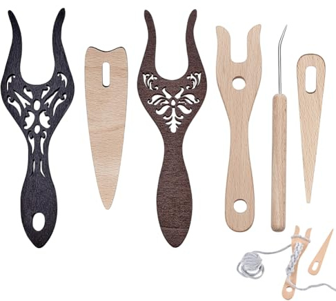 NBEADS 6 set di Forchette per Maglieria, Kit di Aghi per Tessitura Lucet Fork Big Eye, Strumenti per Tessitura In Legno, Telaio per Maglieria Collane Progetti di Artigianato Fai Da Te