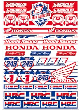 Kit adesivi loghi sponsor Motocross Misti compatibili Honda Racing Gariboldi 50x35 cm Made in Italy