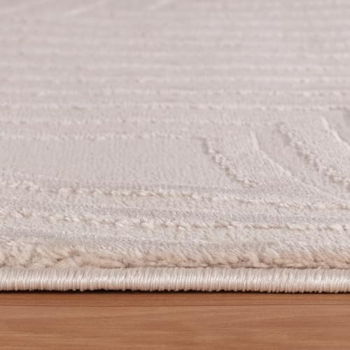 KADIMA DESIGN Moderner Teppich Skulpturales 3D-Muster Pflegeleicht Zeitlos Waschbar Strapazierfähig Robust Beige 140x200 cm Esszimmer Wohnzimmer Fußbodenheizung geeignet Oeko-TEX | ILLER