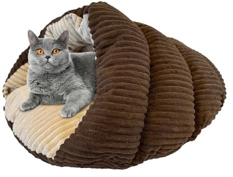 SPOT Sleep Zone Kuschelhöhle – Katzenhöhlenbett für Indoor-Katzen und Mini-Hunde, langlebig, bequem, waschbar, für Kätzchen und Welpen unter 4,5 kg und 30,5 cm lang, Cordbraun