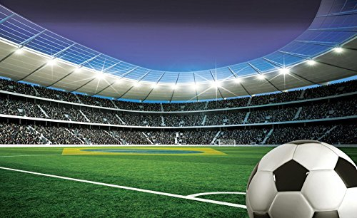Forwall Fototapete Vlies - Tapete Moderne Wanddeko Fußball auf Stadion V8 (368cm. x 254cm.) AMF1915V8 Wandtapete Design Tapete Wohnzimmer Schlafzimmer