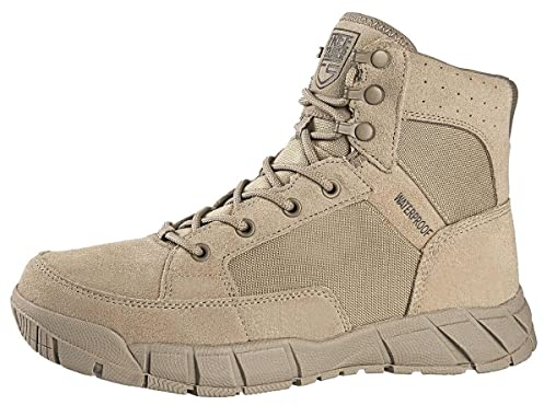 FREE SOLDIER Stivali da Uomo Ultraleggeri Stivali da Lavoro Tattici Militari 6 inch High-Tops Stivali da Neve Traspiranti Traspiranti per Camminare a Piedi (Abbronzatura 44 EU)