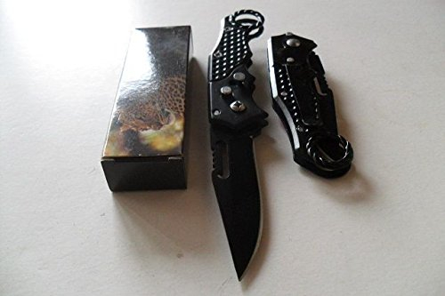 CP-PC-018 - Petit Couteau Automatique Lame Acier 7 Cm Manche Acier Anneau 9,5 Cm Chasse Pêche Bivouac