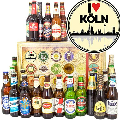 I love Köln + 24 Biersorten aus Welt + Köln Geschenk Freundin + Adventskalender 2024 2025 Bier Welt
