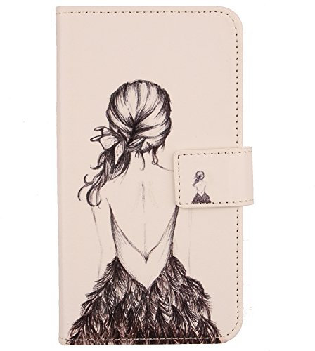 Lankashi PU Flip Leder Tasche Hülle Case Cover Handytasche Schutzhülle Etui Skin Für NUU A5L 5.5 (Back Girl Design)
