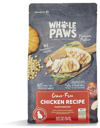 Whole Paws by Whole Foods Market, Grain-Free Adult Cat Food, Organic Chicken Recipe, 3.5 Pound