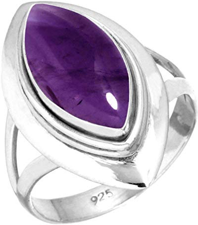 Jeweloporium Violett Natürlich Amethyst 925 Silber Ringe für Frauen Edelstein Cocktail Silber Ringe Größe 64(20.4) Valentinstag - Geschenk viktorianisch Schmuck