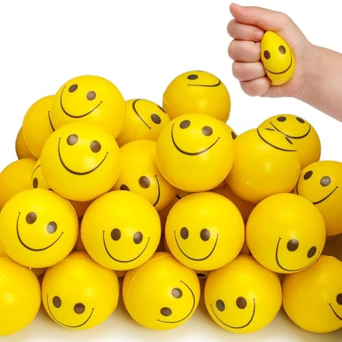 LovesTown 40PCS Stress Balls Bulk for Party Favors, 2 Inch Squeeze Toys for Kids Fidget Toys Stress Relief Gifts for Coworker Classroom Prize Party Supplies Goodie Bag Stuffer