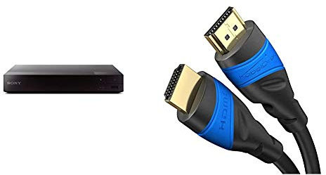 Sony BDPS1700B.CEK SMART Blu-Ray and DVD Player with Built-In Apps (new for 2016) - Black & KabelDirekt 4K HDMI Cable with Full Metal Connectors - 3m, black
