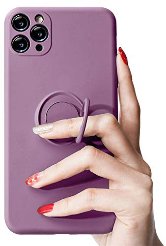 Rokmym kompatibel mit iPhone 12 Pro Max Silikon Slim Hülle, [mit 360 Grad Ring Ständer Microfaserinnenfutte Stoßfest Vollkörperschutz ]für Magnetische Autohalterung iPhone 12 Pro Max Handyhülle