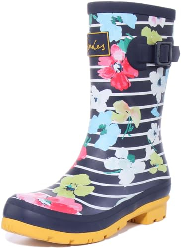 Joules Molly Welly, Stivali Donna, Navy Blue Stripe Floral, 36 EU