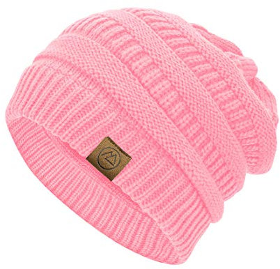 Durio Strickmütze Damen Wintermütze für Frauen Beanie Mütze Grobstrick Mütze Weich Hellrosa