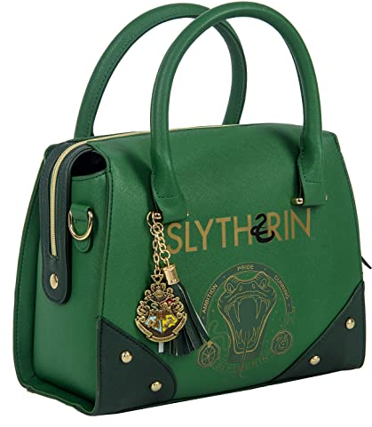 Harry Potter Damen-Handtasche, Slytherin, Grün / Gold, Grün / goldfarben, Einheitsgröße