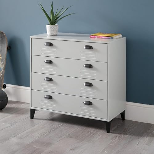 Julian Bowen Lakers Locker Kommode mit 4 Schubladen, grau