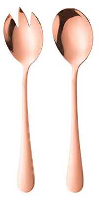 ARFUKA Salatbesteck Edelstahl Salatgabel und Servierlöffel Servieren Besteck Weihnachtsgeschenk Geburtstaggeschenke Rosengold
