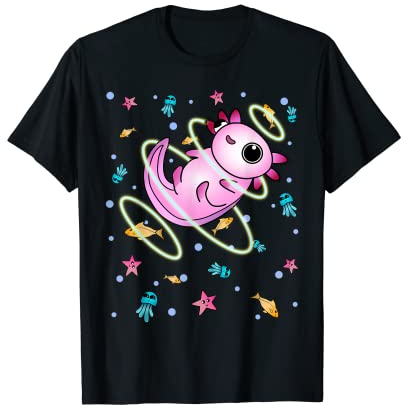 Underwater Space Axolotl - Süßer Meeresfreund - Seifenblasen und Ringe T-Shirt