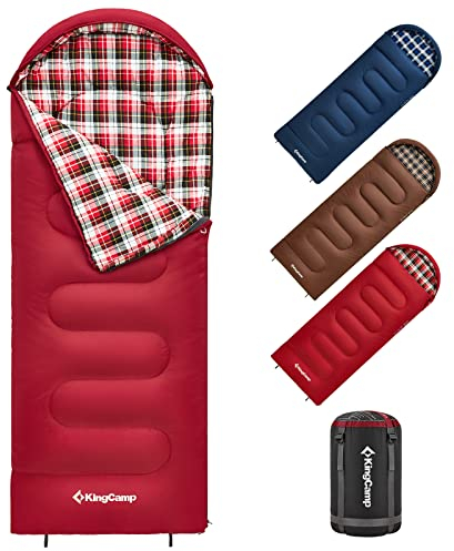 KingCamp Kinderschlafsack Schlafsack Winter Warmer Deckenschlafsack 3-4 Jahreszeiten für Kinder beim Camping Trekking 170 x 70 cm Komfort: 7°C 1.4 KG,(Rot, Links)