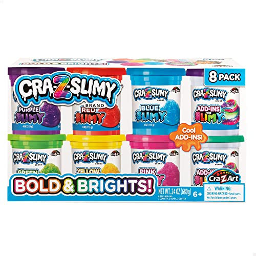 Cra-Z-Art 46913 - Kit slime de colores para niños y niñas / Pack de 8 botes de slime con accesorios para moldear y crear / Manualidades para niños, juguetes para niños