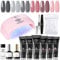 Modelones Ongle Gel Kit Complet 6 Couleur Polygel Extension Rose Gris Vernis Semi Permanent Acrylique avec 20W Lampe UV Base et Top Coat Slip Solution pour Cadeau de la Fête des Mères Nail Art Outil