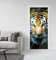 MyMaxxi - Tür bekleben mit Türtapete Türposter Selbstklebend 90x200 Tiger frontal - Türfolie mit Premium Glanzeffekt - Türaufkleber metallic Silberfolie - Türklebefolie Tier Raubkatze orange