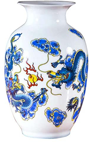 ZEALMAX Keramikvase im chinesischen Stil, dekorative Blumenvase, Tischdekoration, Tischdekoration, Tischdekoration, Vase, C