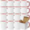 Acen Merchandise Tazze a sublimazione senza stampa di alta qualità, in ceramica con paletta o set | tazze a sublimazione con inchiostro (4 pezzi, interno e manico rosso)