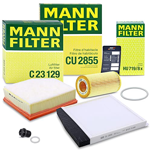MANN-FILTER Inspektionspaket Filterset 1x Ölfilter, 1x Luftfilter, 1x Innenraumfilter, 1x Ölablassschraube mit Dichtring Kompatibel mit VOLVO S60 I (384), V70 II (285), XC70 (295), XC90 I (275)