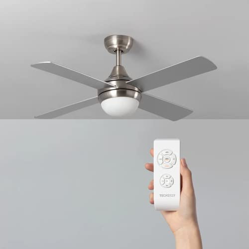 CLAR - Ventilador de Techo con Luz, Ventilador techo, Ventilador de Techo con Luz Silencioso, Ventilador de Techo Silencioso, Ventiladores techo con Luz (Níquel, 110 cm)…