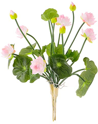 BESPORTBLE 2 Bouquets Artificial Lotus Flowers Water Lilies Plants Green Stem Arrangement for Home Office Arrangements Indoor and Outdoor Decoration (Light Pink)