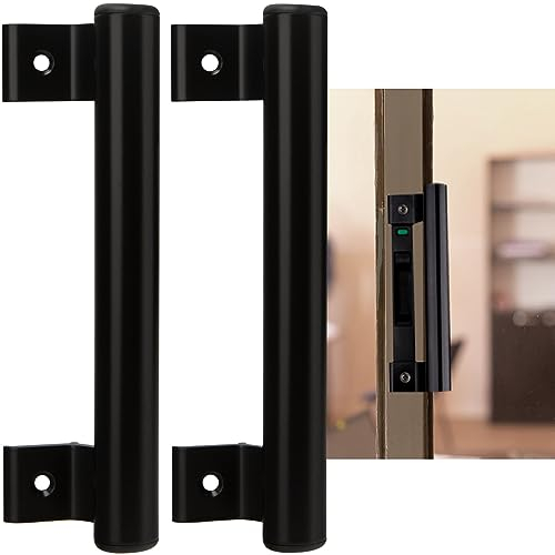 KOXHERO Sliding Door Pull - 8 Metal Replacement Handle (2Pack) - Black Aluminum Alloy Hardware for Old/Damaged Door Pull