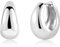 Silber 925 Creolen Klobig Kleine Damen, Silber 925 Ohrringe Kleine Knorpel Huggie Creolen Klobig Leicht Breit Creolen Silber Glitze Kreolen Mini Kleine Silber Creolen Chunky Ohrringe Damen Mädchen