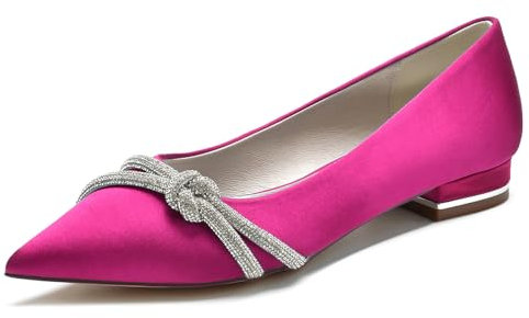 Escarpins Femme Petit Talon à Bout Pointu Chaussures de Mariée Femme Mariage,Rose,37 EU