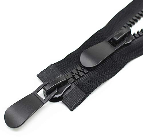 YaHoGa 50 cm #15 cerniera lampo molto grande in plastica cerniera con doppio cursore, nero, cerniera robusta per piumino, cappotto invernale, giubbotti invernali pesante (molto grossa)