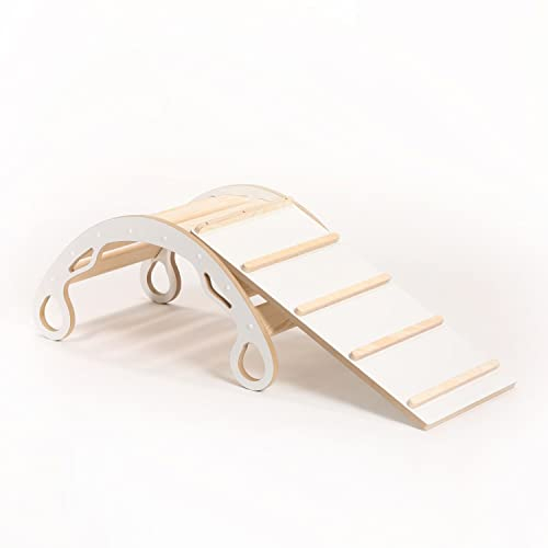 Need Sleep Zofia Kletterbogen mit Kissen und Rutsche für Kinder Klettergerüst Indoor MDF (Rosa, 75x41x36 cm)