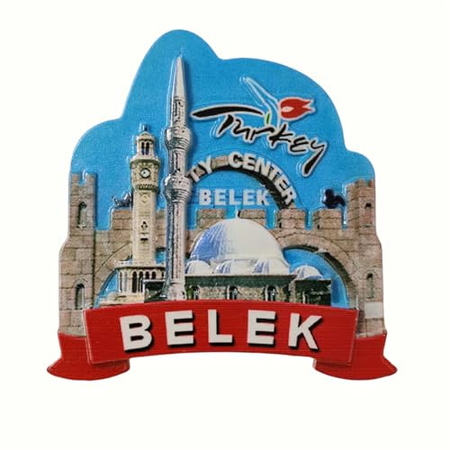 Belek 3D-Kühlschrankmagnet, Türkei, Souvenir, Geschenk, Kunstharz, handgefertigt, Belek-Kühlschrankmagnet, Dekoration für Zuhause und Küche