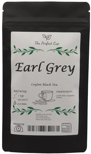 Earl Grey Loose Leaf Tea (100g), Black Tea with Bergamot Oil, Tasty Intense Citrusy Refreshing Floral Deep Rich Fragrant Invigorating, Closed in Dark Resealable Pouch for Long Lasting Freshness