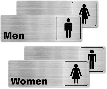 YIKIADA WC Schild Selbstklebend Aluminium 23 × 8 CM Damen und Herren Toilettenschilder Wassdicht Gäste Toilette Türschild für Restaurant Büro Werkstatt 4 Stück