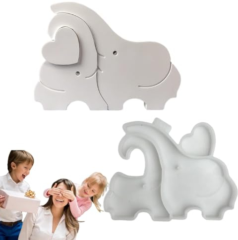 Xvilmaun Molde de elefante para chocolate, molde de silicona de elefante, molde de resina epoxi - Love Elephant Chocolate Fondant Moldes Adorno Elefante Forma de Elefante Molde de Arte para hacer