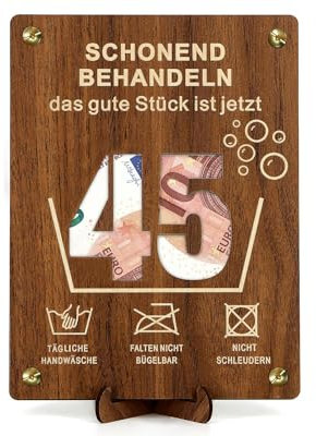 Giftota Witzige 45. Geburtstag Geldgeschenke Holz mit Geburtstagskarte, Geschenke zum 45 Geburtstag Mann Frau, 45. Geburtstag Geschenkverpackung