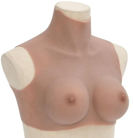 vidaXL Silicone Breastplate for Crossdressers - Realistic Fake Breasts Filled with Silicone - Tan C Cup - Skin-Friendly and Elastic Design